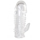 Прозрачная гелевая насадка с шипами и клиторальным отростком - 13 см. - Toyfa Basic - в Кирове купить с доставкой