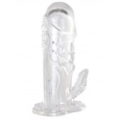 Прозрачная гелевая насадка с клиторальным отростком - 13 см. - Toyfa Basic - в Кирове купить с доставкой