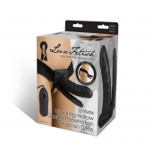 Полый страпон с двумя отростками и вибрацией Unisex Vibrating Hollow Strap-On Double Penetrating Dildo - 17,8 см. - Lux Fetish - купить с доставкой в Кирове
