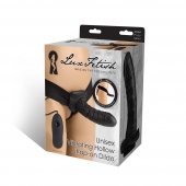 Чёрный полый страпон с вибрацией Unisex Vibrating Hollow Strap-On - 14 см. - Lux Fetish - купить с доставкой в Кирове