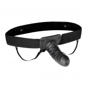 Чёрный полый страпон с вибрацией Unisex Vibrating Hollow Strap-On - 14 см. - Lux Fetish - купить с доставкой в Кирове