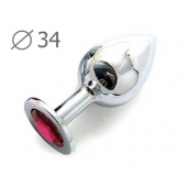 Коническая серебристая анальная втулка с малиновым кристаллом - 8,2 см. - Anal Jewelry Plug - купить с доставкой в Кирове