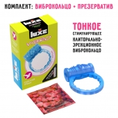 Голубое эрекционное виброкольцо Luxe VIBRO  Райская птица  + презерватив - Luxe - в Кирове купить с доставкой
