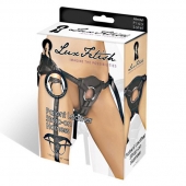 Черные трусики для страпона из патентованной кожи - Lux Fetish - купить с доставкой в Кирове