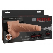 Телесный полый страпон с имитацией эякуляции 7.5  Hollow Squirting Strap-On with Balls Flesh - 21,6 см. - Pipedream - купить с доставкой в Кирове
