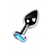 Серебристая конусовидная анальная пробка с голубым кристаллом - 8 см. - ToyFa - купить с доставкой в Кирове