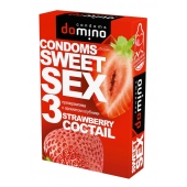 Презервативы для орального секса DOMINO Sweet Sex с ароматом клубничного коктейля  - 3 шт. - Domino - купить с доставкой в Кирове