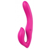 Ярко-розовый безремневой страпон REMOTE DOUBLE DIPPER - 22 см. - Dream Toys - купить с доставкой в Кирове