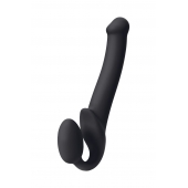 Черный безремневой страпон Silicone Bendable Strap-On M - Strap-on-me - купить с доставкой в Кирове