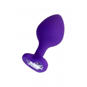 Фиолетовая анальная втулка Diamond Heart с прозрачным кристаллом - 8 см. - ToyFa - купить с доставкой в Кирове