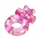 Розовое эрекционное виброкольцо на пенис Pink Bear - Baile - в Кирове купить с доставкой