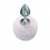 Серебристая анальная пробка с белым пушистым хвостиком Twinkle - Lola Games - купить с доставкой в Кирове