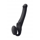 Черный безремневой вибрострапон Silicone Bendable Strap-On M - Strap-on-me - купить с доставкой в Кирове