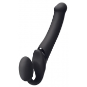 Черный безремневой вибрострапон Silicone Bendable Strap-On M - Strap-on-me - купить с доставкой в Кирове