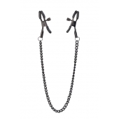 Черные зажимы на соски на цепочке BLAZE DELUXE NIPPLE CLAMPS - Dream Toys - купить с доставкой в Кирове