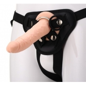 Телесный страпон на черных трусиках STRAP ON REAL DILDO - 20 см. - Dream Toys - купить с доставкой в Кирове