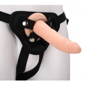 Телесный страпон на черных трусиках STRAP ON REAL DILDO - 20 см. - Dream Toys - купить с доставкой в Кирове