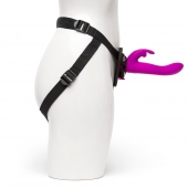 Лиловый страпон Rechargeable Vibrating Strap-On Harness Set - 17,6 см. - Happy Rabbit - купить с доставкой в Кирове
