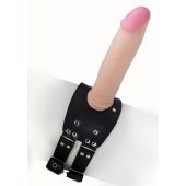 Черный узкий пояс на бедро с телесной насадкой - LOVETOY (А-Полимер) - купить с доставкой в Кирове