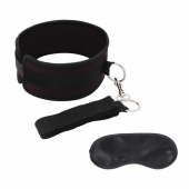 Черный ошейник с длинным поводком Collar and Leash Set - Lux Fetish - купить с доставкой в Кирове