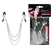 Оригинальные зажимы на соски с тройной цепочкой - Notabu - купить с доставкой в Кирове