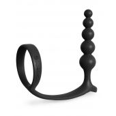 Черная анальная цепочка с эрекционным кольцом Ass-gasm Cockring Anal Beads - Pipedream - в Кирове купить с доставкой