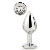 Серебристая анальная втулка с прозрачным кристаллом - 7,1 см. - Dream Toys - купить с доставкой в Кирове