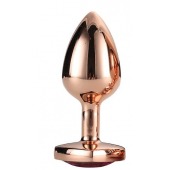 Золотистая анальная втулка с кристаллом-сердечком розового цвета - 7,1 см. - Dream Toys - купить с доставкой в Кирове