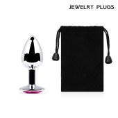 Серебристая анальная пробка с малиновым кристаллом - 7,2 см. - Anal Jewelry Plug - купить с доставкой в Кирове