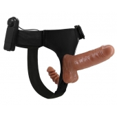 Страпон с вагинальной пробкой и вибрацией Ultra Passionate Harness - 16 см. - Baile - купить с доставкой в Кирове