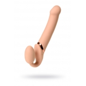 Телесный безремневой вибрострапон Vibrating Bendable Strap-On L - Strap-on-me - купить с доставкой в Кирове