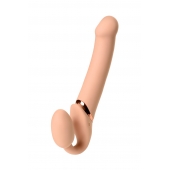 Телесный безремневой вибрострапон Vibrating Bendable Strap-On L - Strap-on-me - купить с доставкой в Кирове