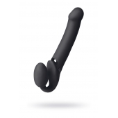 Черный безремневой вибрострапон Vibrating Bendable Strap-On L - Strap-on-me - купить с доставкой в Кирове