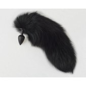 Черная анальная пробка с хвостом из черного песца - Sitabella