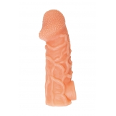 Телесная закрытая насадка с венками Cock Sleeve Size M - 15,6 см. - KOKOS - в Кирове купить с доставкой