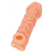 Телесная закрытая насадка с венками Cock Sleeve Size M - 15,6 см. - KOKOS - в Кирове купить с доставкой