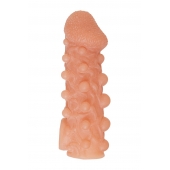Телесная закрытая насадка с шариками Cock Sleeve Size M - 15,6 см. - KOKOS - в Кирове купить с доставкой