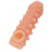 Телесная закрытая насадка с шариками Cock Sleeve Size M - 15,6 см. - KOKOS - в Кирове купить с доставкой