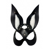 Черная маска зайки с белым мехом на ушках Miss Bunny - БДСМ Арсенал - купить с доставкой в Кирове