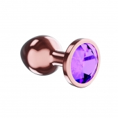 Пробка цвета розового золота с фиолетовым кристаллом Diamond Amethyst Shine S - 7,2 см. - Lola Games - купить с доставкой в Кирове