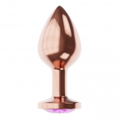 Пробка цвета розового золота с фиолетовым кристаллом Diamond Amethyst Shine S - 7,2 см. - Lola Games - купить с доставкой в Кирове