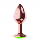 Пробка цвета розового золота с лаймовым кристаллом Diamond Emerald Shine S - 7,2 см. - Lola Games - купить с доставкой в Кирове