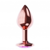 Пробка цвета розового золота с лиловым кристаллом Diamond Quartz Shine L - 8,3 см. - Lola Games - купить с доставкой в Кирове