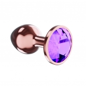 Пробка цвета розового золота с фиолетовым кристаллом Diamond Amethyst Shine L - 8,3 см. - Lola Games - купить с доставкой в Кирове