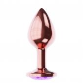 Пробка цвета розового золота с фиолетовым кристаллом Diamond Amethyst Shine L - 8,3 см. - Lola Games - купить с доставкой в Кирове