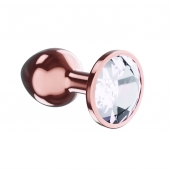 Пробка цвета розового золота с прозрачным кристаллом Diamond Moonstone Shine L - 8,3 см. - Lola Games - купить с доставкой в Кирове