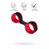 Красно-черные велюровые наручники Anonymo - ToyFa - купить с доставкой в Кирове