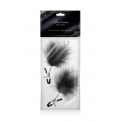 Зажимы на соски с черными пуховыми кисточками Sweet Caress Feather Nipple Clumps - Sweet Caress - купить с доставкой в Кирове