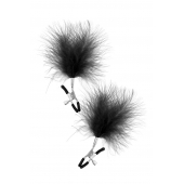 Зажимы на соски с черными пуховыми кисточками Sweet Caress Feather Nipple Clumps - Sweet Caress - купить с доставкой в Кирове