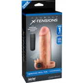 Телесная вибронасадка с кольцом  Vibrating Real Feel 1 Extension - 14 см. - Pipedream - в Кирове купить с доставкой